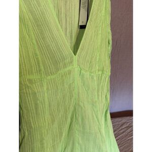VIX Paul Ahermanny Long Malia Caftan NWT - Bright Green Cotton SM